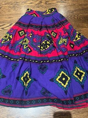 Byblos 90s vintage wool Vibrant Colorblock Circle Skirt